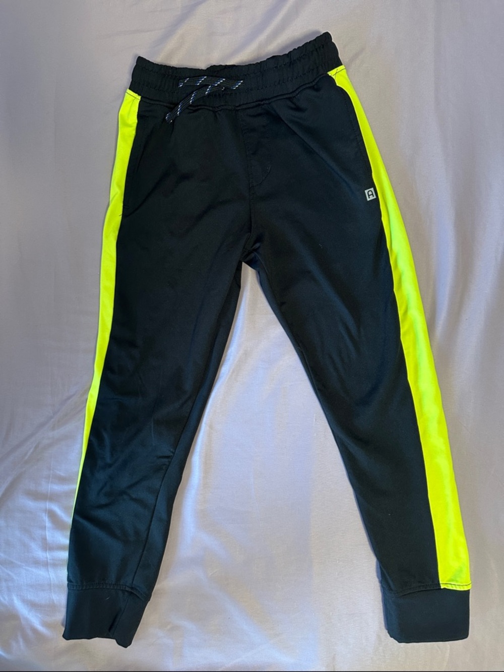 Kids' Black Camo Joggers with Neon Yellow Side Panels - Picture 5 of 5